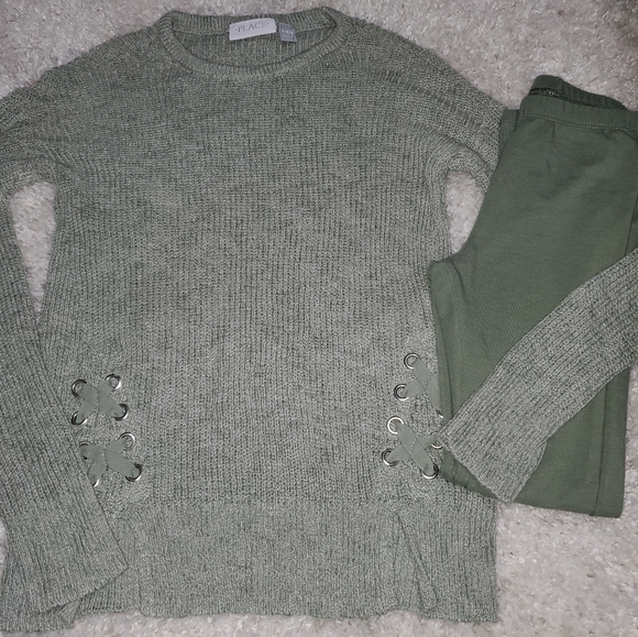 Girls TCP Green Leggings Sweater Outfit 7 8